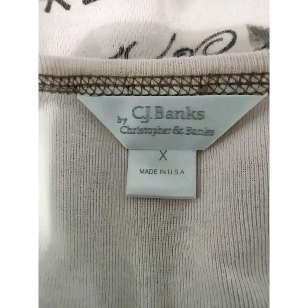 C. J. Banks Shirt Women's Size X Cotton T Shirt 3/4 Sleeves Beaded In Vogue - Picture 10 of 12